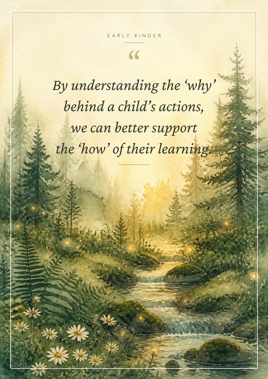 Magical woodland watercolour poster with the quote about understanding why a child does what they do